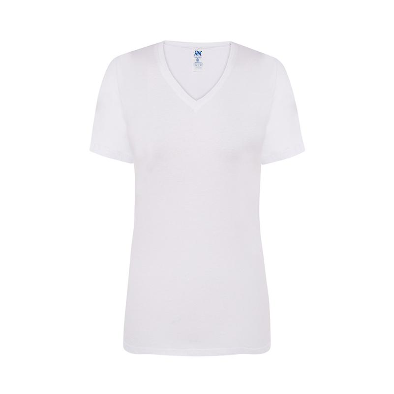 JHK-T-Shirt da Donna a Maniche Corte Scollo a V Regular bianco