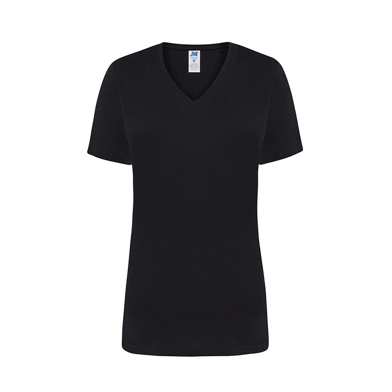 JHK-T-Shirt da Donna a Maniche Corte Scollo a V Regular nero