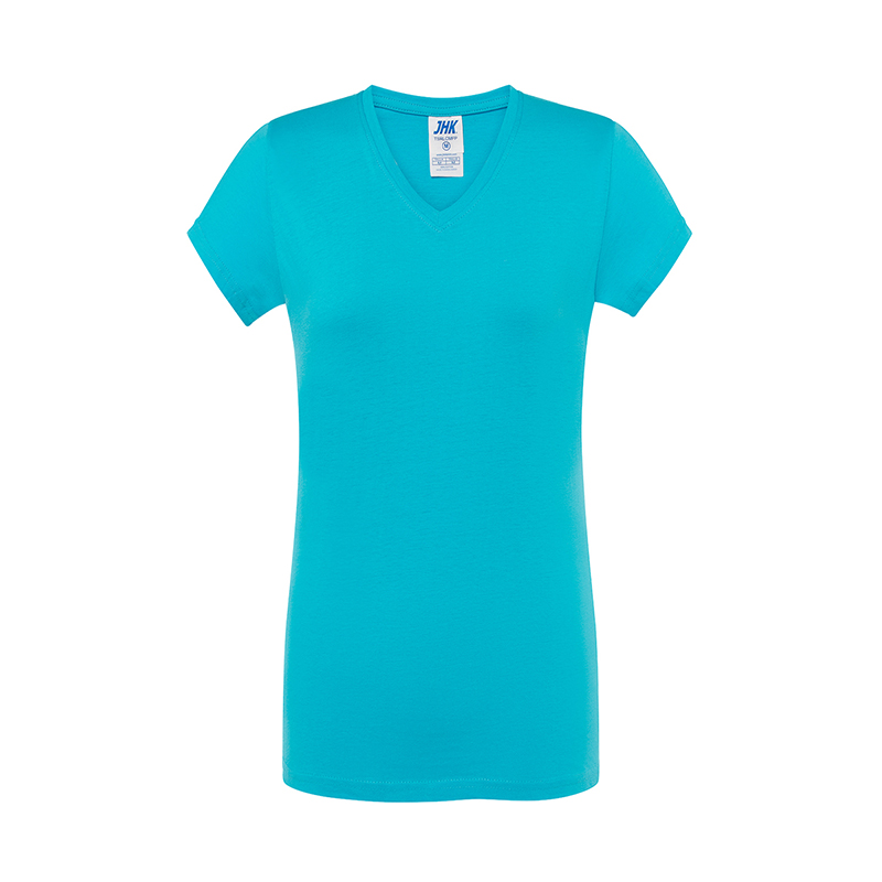 T-Shirt da Donna a Maniche Corte Scollo a V Regular turchese