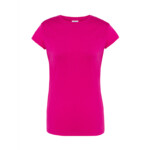 T-Shirt da Donna a Maniche Corte Girocollo Regular Fucsia