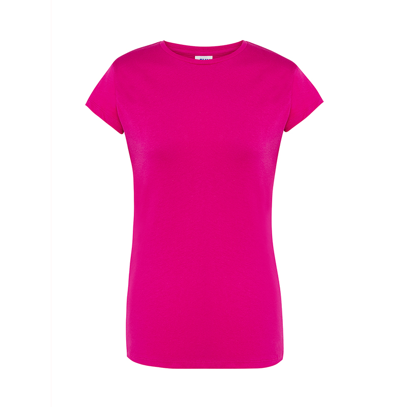 T-Shirt da Donna a Maniche Corte Girocollo Regular Fucsia