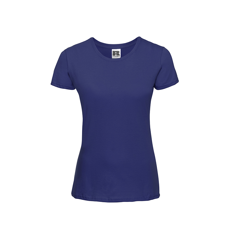 Russell T-Shirt da Donna a Maniche Corte Girocollo Slim Lunga Blu Royal
