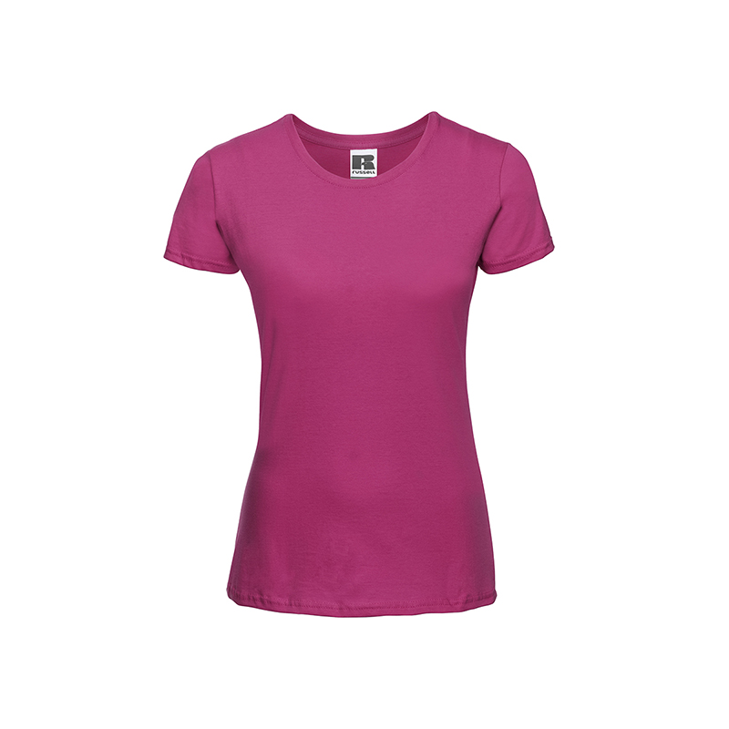 Russell T-Shirt da Donna a Maniche Corte Girocollo Slim Lunga Fucsia