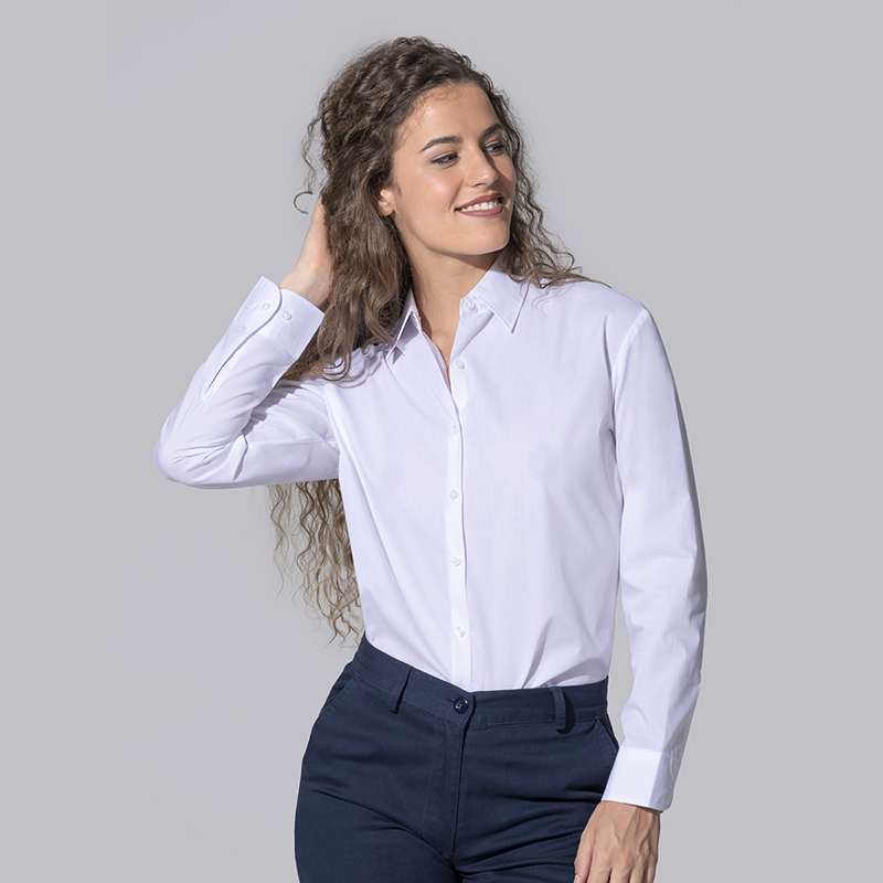 JHK Camicia da Donna a Maniche Lunghe Popeline Slim