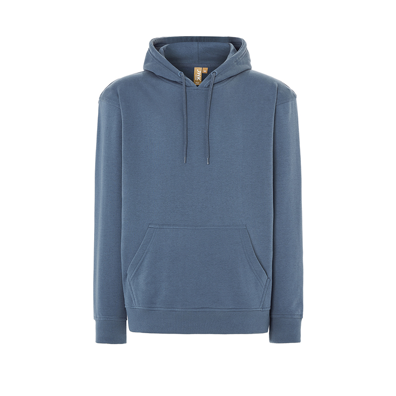 JHK T-Shirt Felpa Unisex Teide con Cappuccio con tasca a marsupio steel blue