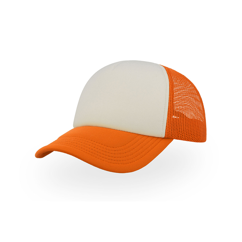 Atlantis Rapper Cappello Unisex con Visiera a 5 Pannelli e Mesh Posteriore arancio fluo