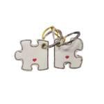 Portachiavi in pelle a forma di puzzle da personalizzare