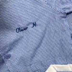 Grembiule Asilo Bimbo a Quadretti Azzurro con ricamo