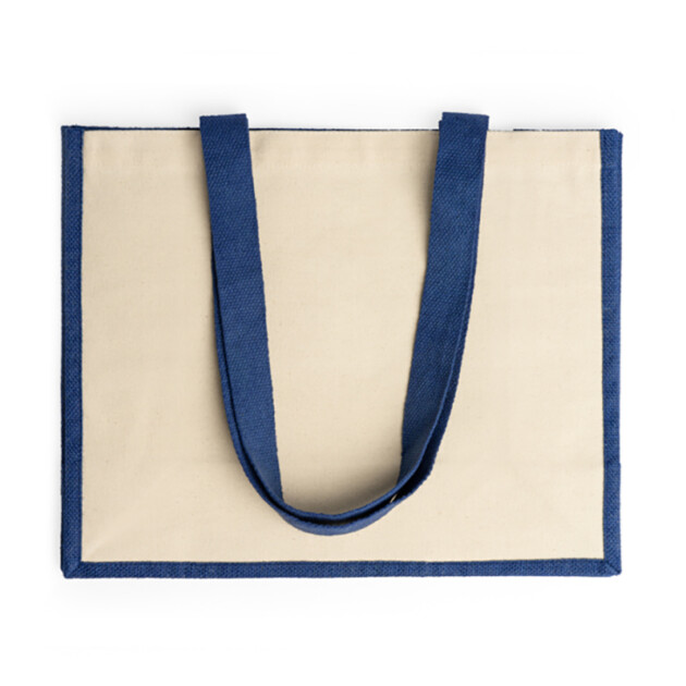 Borsa in juta con bordi e manici colorati in cotone modello Nantes
