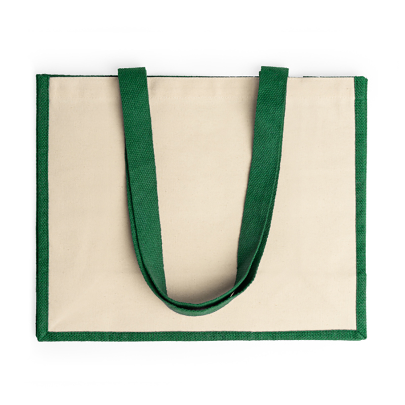 Borsa in juta con bordi e manici colorati in cotone modello Nantes