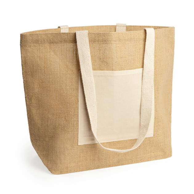 Borsa in juta laminata con tasca modello Gavia