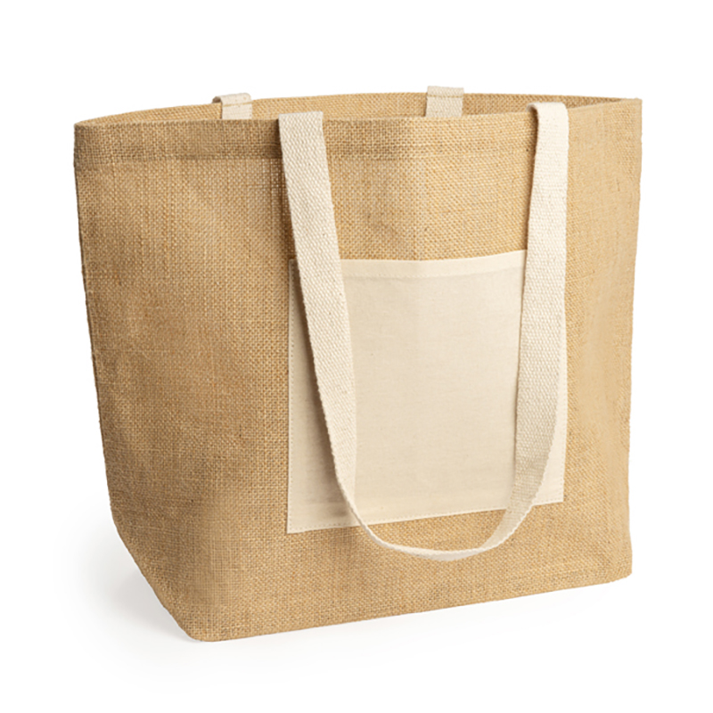 Borsa in juta laminata con tasca modello Gavia