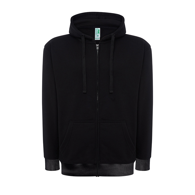 JHK Felpa Unisex con Cappuccio e Zip Premium nero