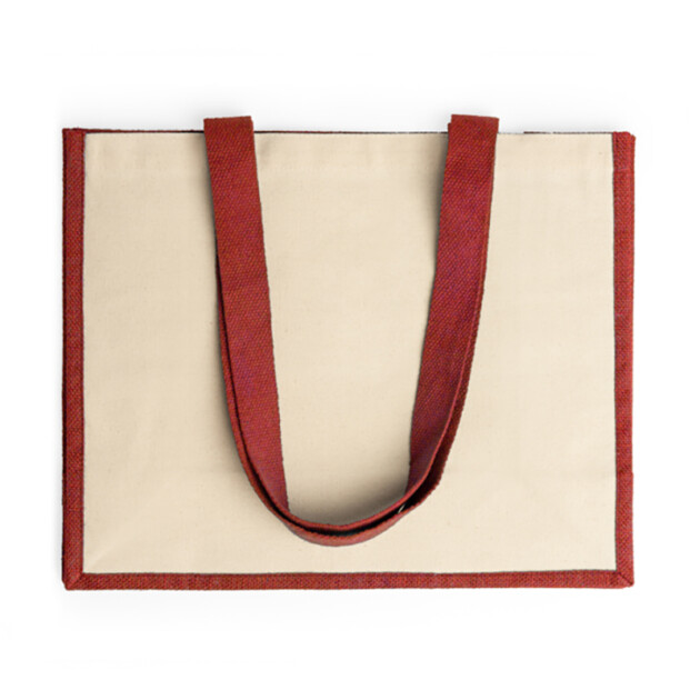 Borsa in juta con bordi e manici colorati in cotone modello Nantes