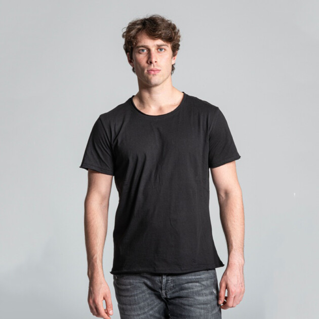 Vesti T-shirt uomo girocollo a maniche corte taglio vivo