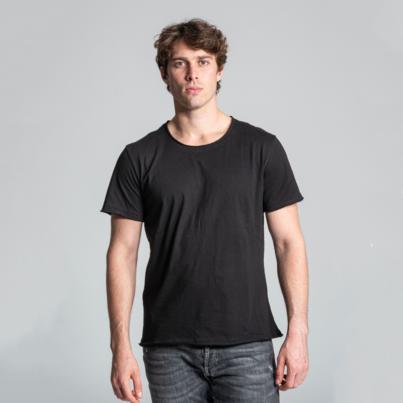 Vesti T-shirt uomo girocollo a maniche corte taglio vivo